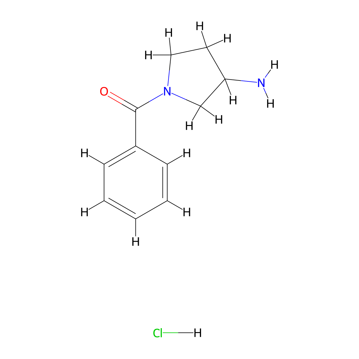 1-Benzoylpyrrolidin-3-amine hydrochloride molecular structure, CAS 518982-14-4