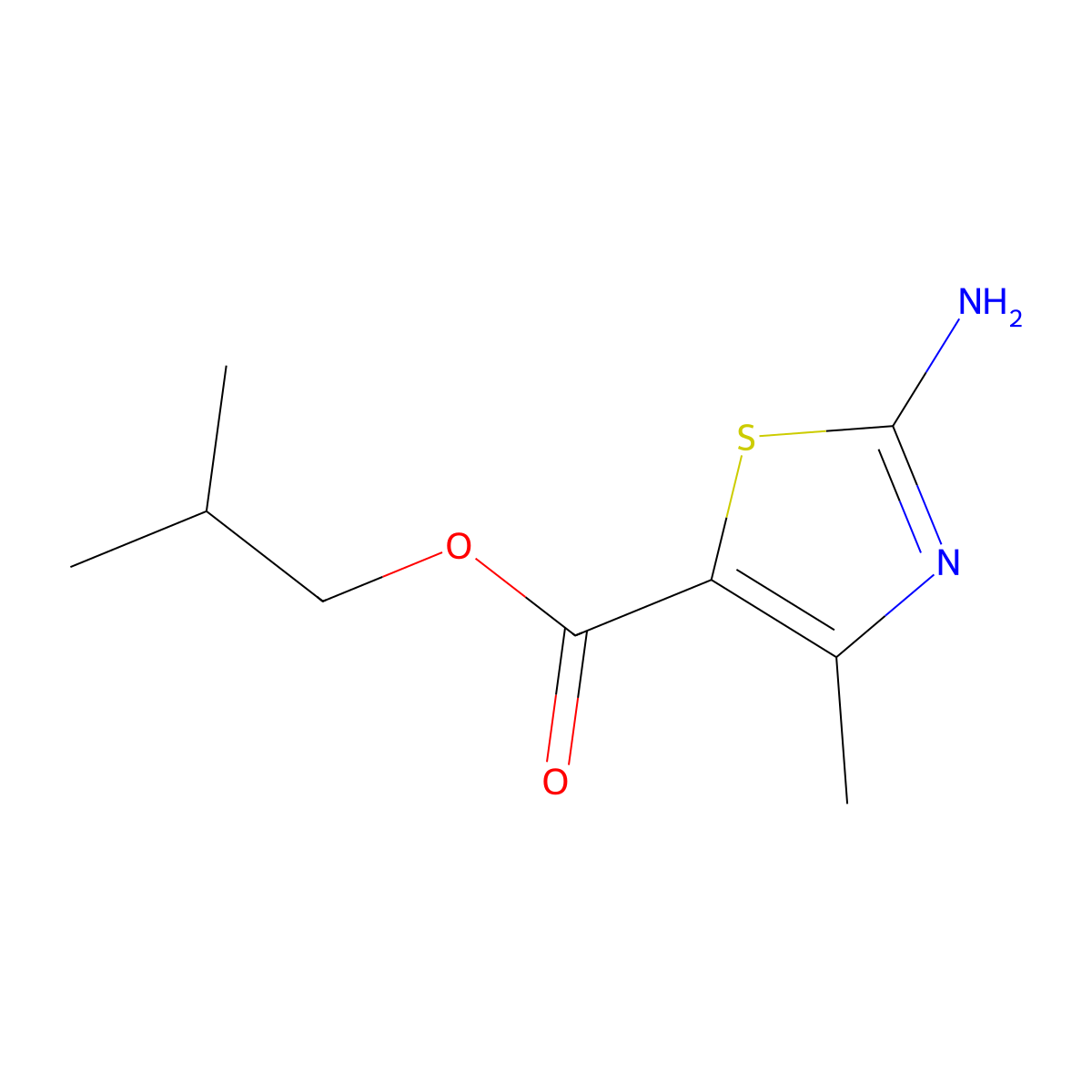 2-Methylpropyl 2-amino-4-methyl-1,3-thiazole-5-carboxylate molecular structure, CAS 518982-69-9