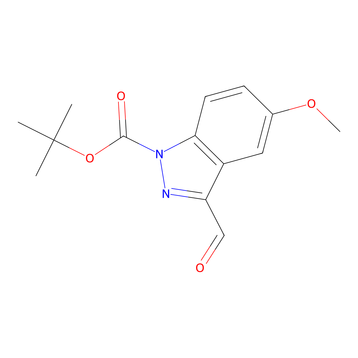 tert-butyl 3-formyl-5-methoxy-1H-indazole-1-carboxylate molecular structure, CAS 518987-28-5