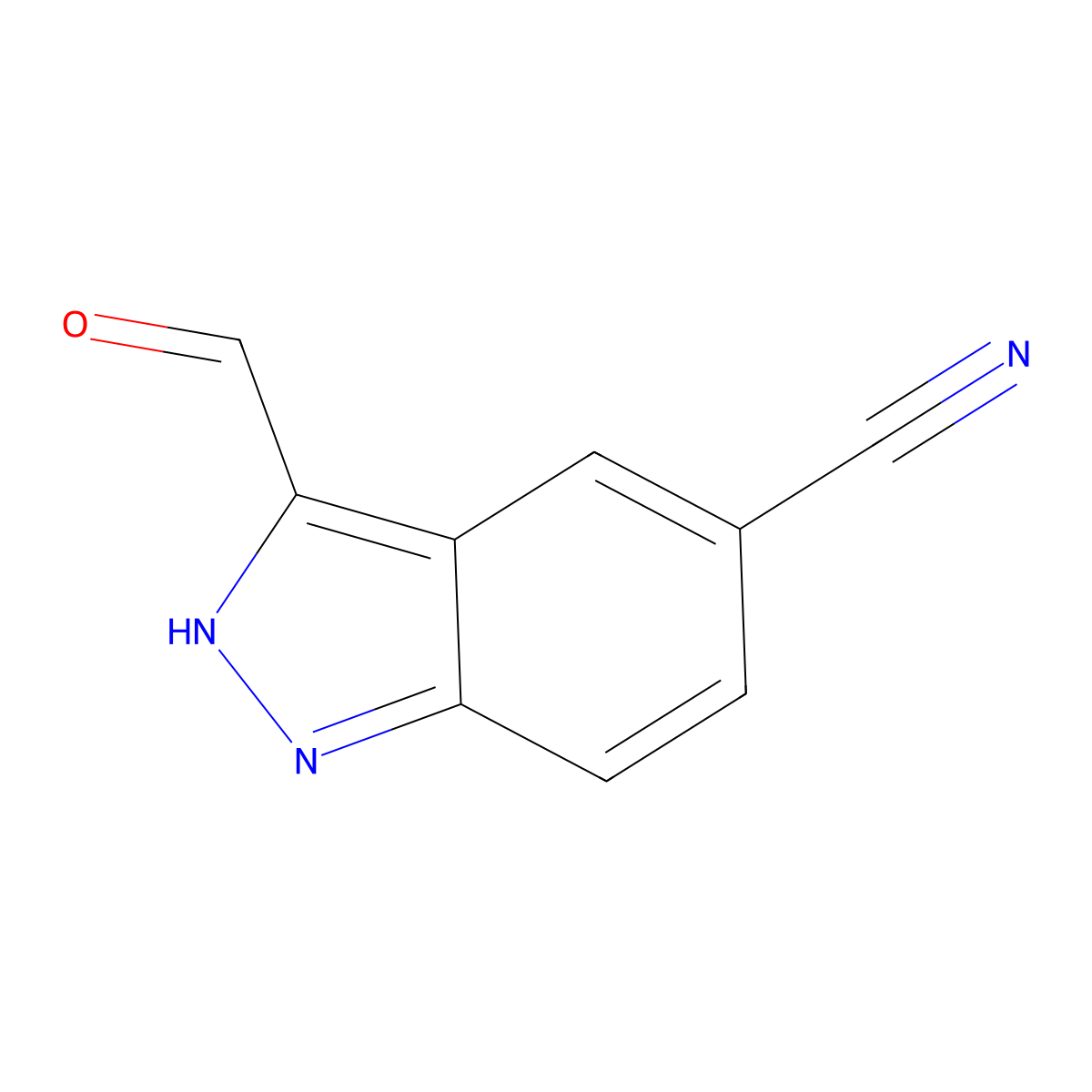 3-Formyl-1H-indazole-5-carbonitrile molecular structure, CAS 518987-75-2