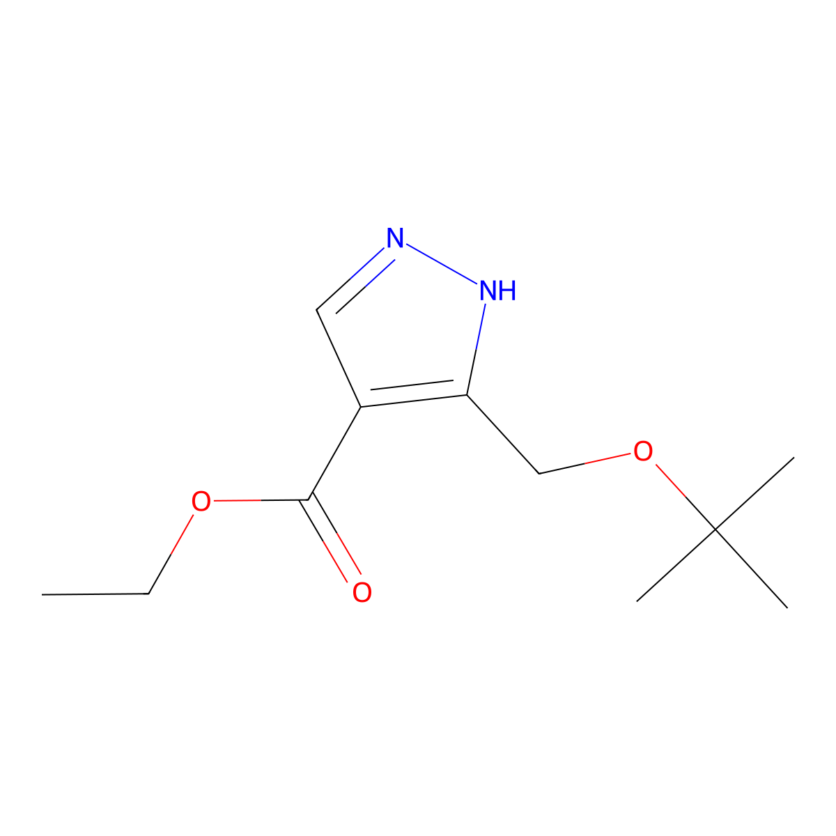 Ethyl 3-(tert-butoxymethyl)-1H-pyrazole-4-carboxylate molecular structure, CAS 518990-19-7
