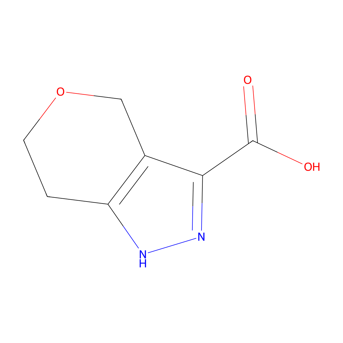 1H,4H,6H,7H-pyrano(4,3-c)pyrazole-3-carboxylic acid molecular structure, CAS 518990-20-0