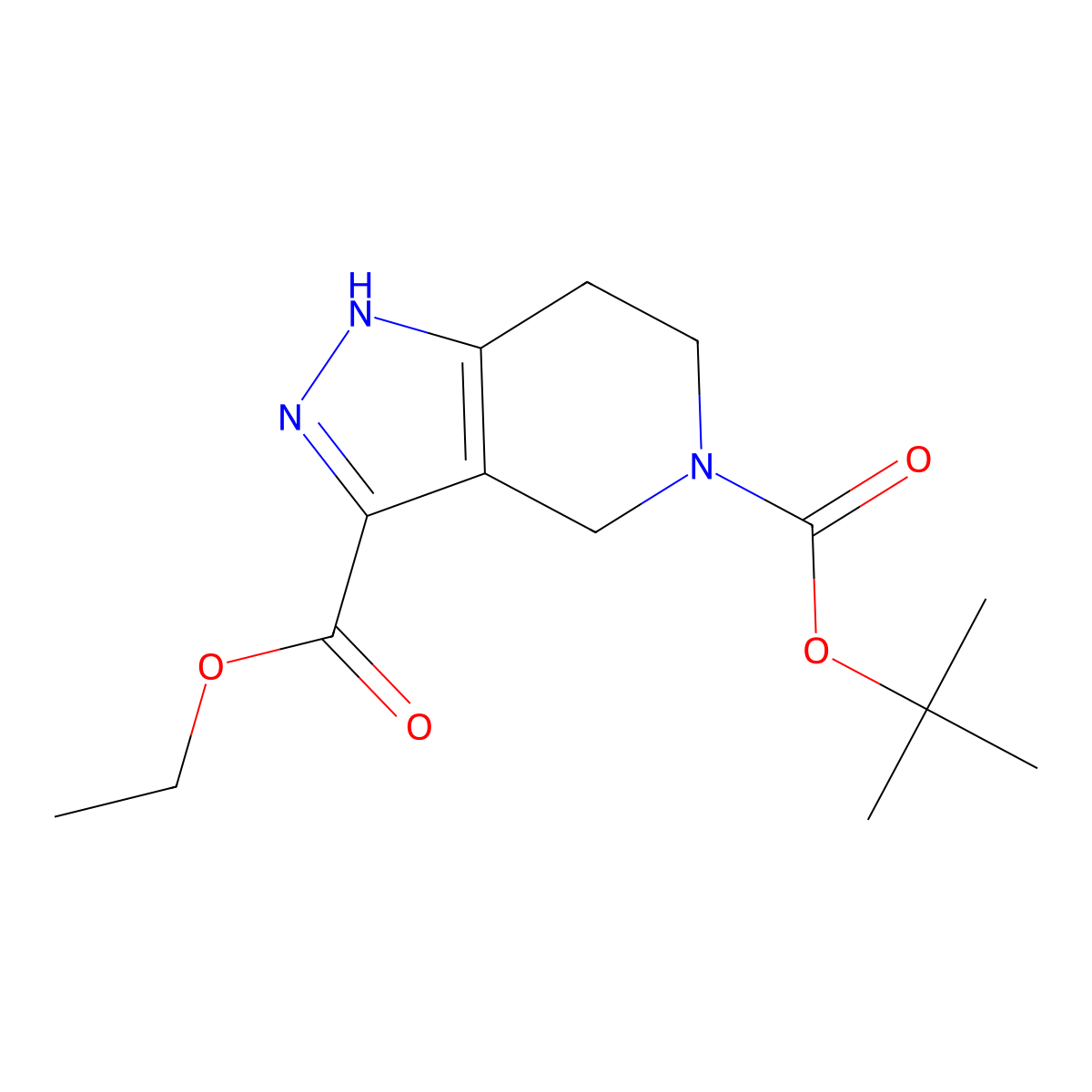 5-tert-butyl 3-ethyl 1H,4H,5H,6H,7H-pyrazolo[4,3-c]pyridine-3,5-dicarboxylate molecular structure, CAS 518990-23-3