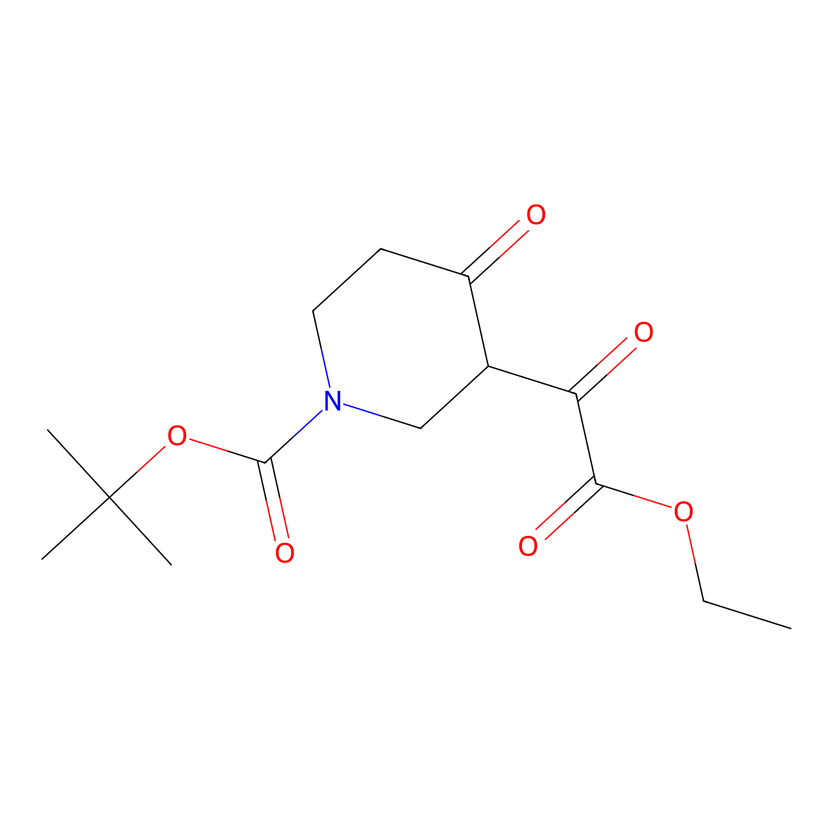 Tert-butyl 3-(2-ethoxy-2-oxoacetyl)-4-oxopiperidine-1-carboxylate molecular structure, CAS 518990-24-4