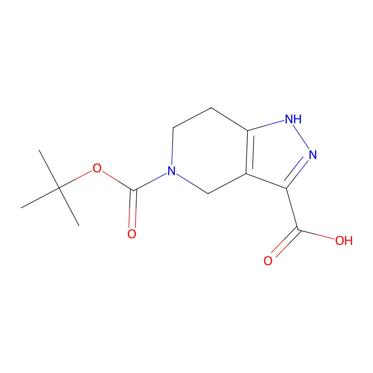 5-[(tert-butoxy)carbonyl]-1H,4H,5H,6H,7H-pyrazolo[4,3-c]pyridine-3-carboxylic acid molecular structure, CAS 518990-56-2