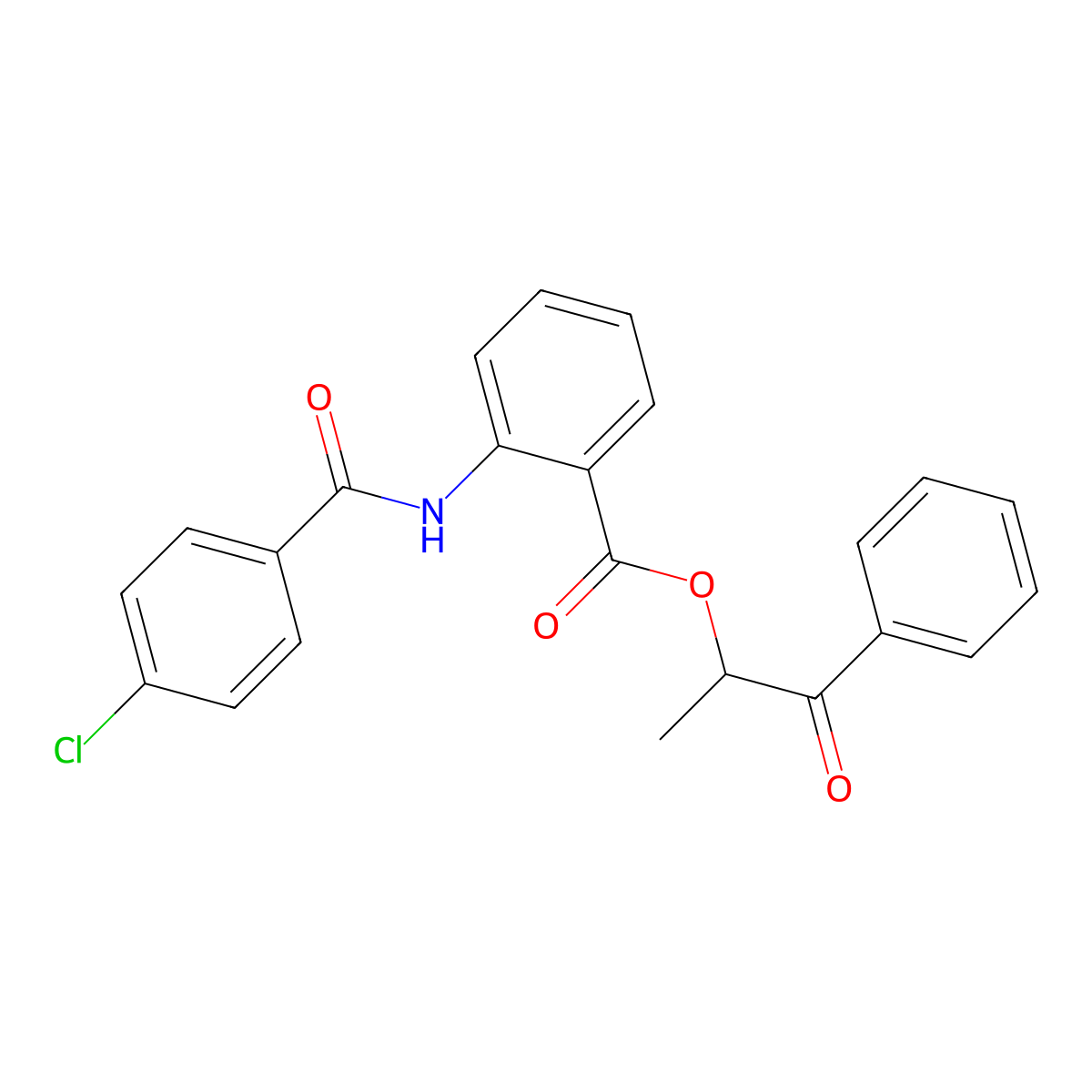1-Methyl-2-oxo-2-phenylethyl 2-[(4-chlorobenzoyl)amino]benzoate molecular structure, CAS 518992-02-4