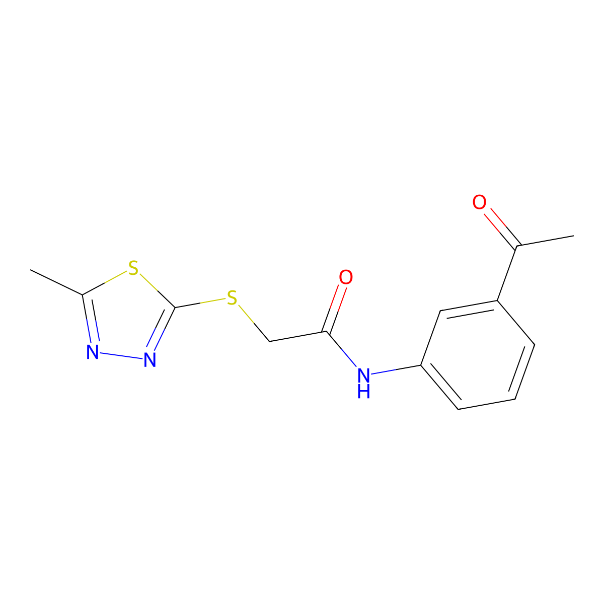 N-(3-acetylphenyl)-2-[(5-methyl-1,3,4-thiadiazol-2-yl)sulfanyl]acetamide molecular structure, CAS 518992-73-9