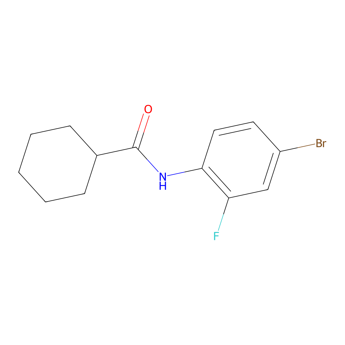 N-(4-bromo-2-fluorophenyl)cyclohexanecarboxamide molecular structure, CAS 518993-02-7