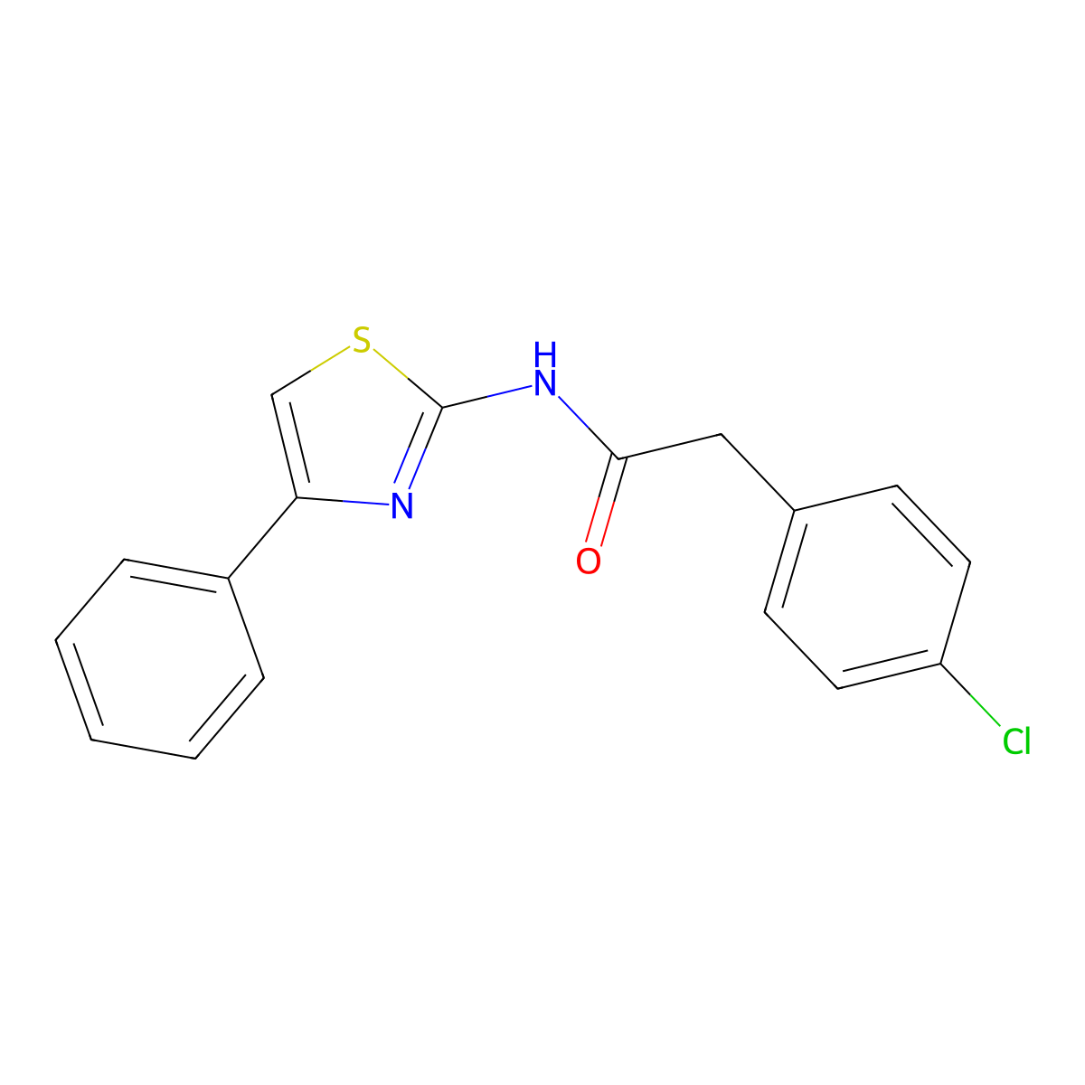 2-(4-chlorophenyl)-N-(4-phenyl-1,3-thiazol-2-yl)acetamide molecular structure, CAS 518993-08-3