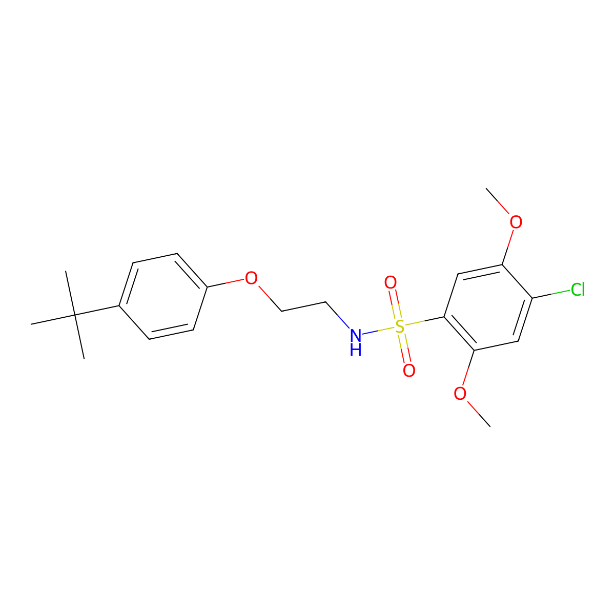 N-[2-(4-tert-butylphenoxy)ethyl]-4-chloro-2,5-dimethoxybenzenesulfonamide molecular structure, CAS 518993-28-7