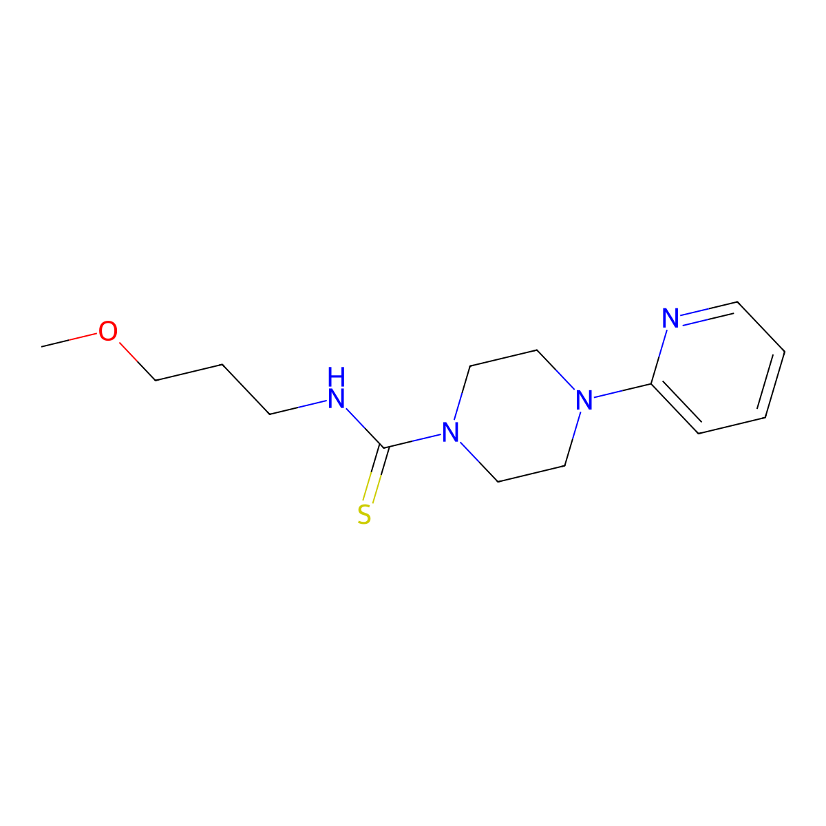 N-(3-methoxypropyl)-4-pyridin-2-ylpiperazine-1-carbothioamide molecular structure, CAS 518993-52-7