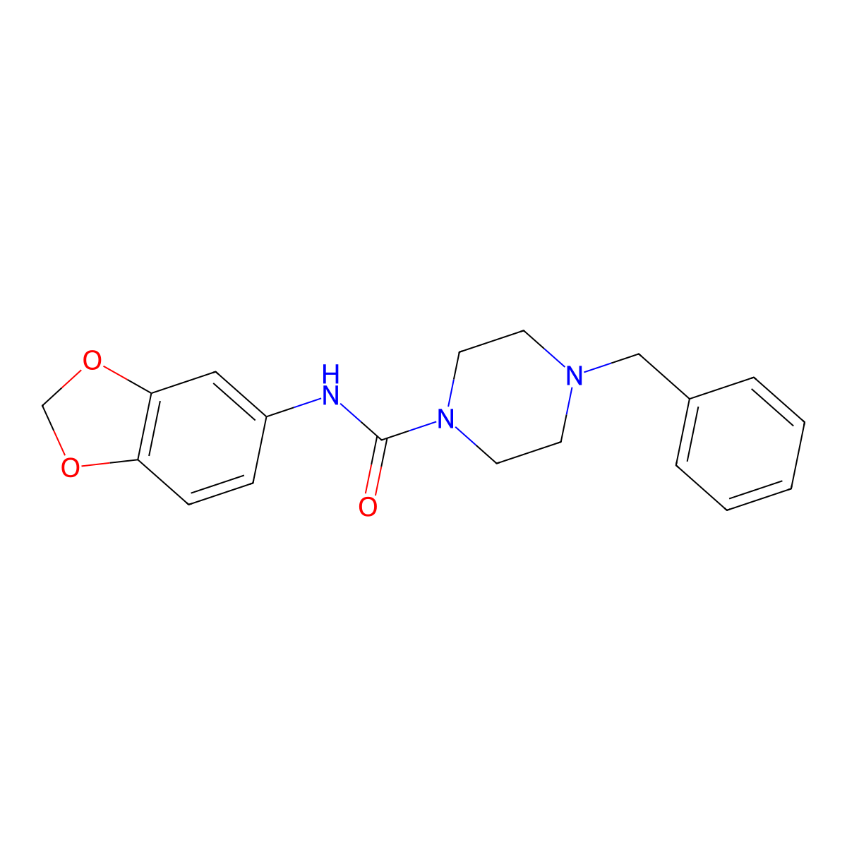 Piperazine-1-carboxamide, N-(1,3-benzodioxol-5-yl)-4-benzyl- molecular structure, CAS 518993-90-3