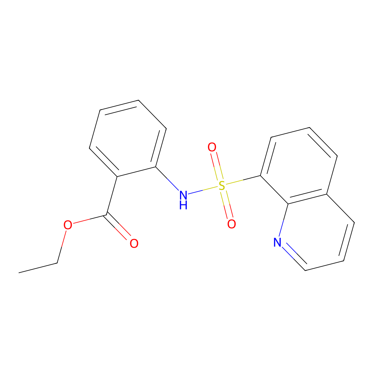 Ethyl 2-(quinolin-8-ylsulfonylamino)benzoate molecular structure, CAS 518995-38-5