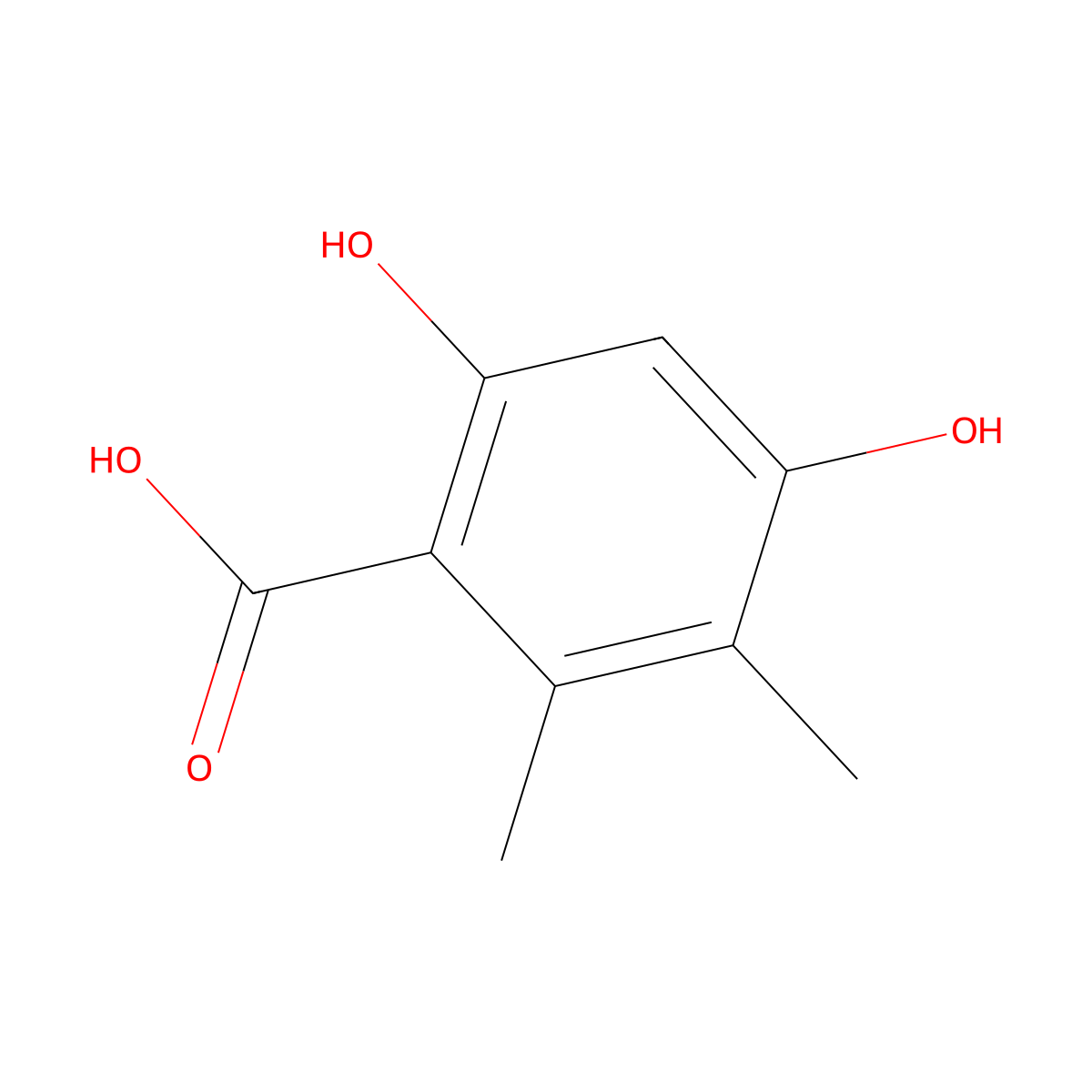 4,6-Dihydroxy-2,3-dimethylbenzoic acid molecular structure, CAS 519-42-6