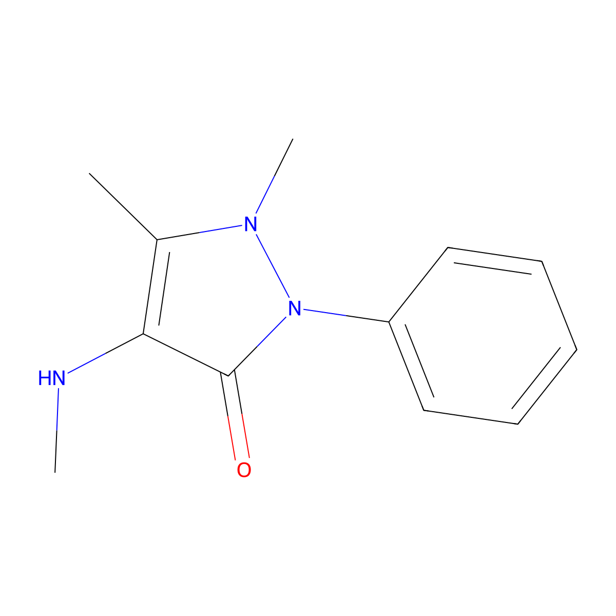 Methylaminoantipyrine molecular structure, CAS 519-98-2