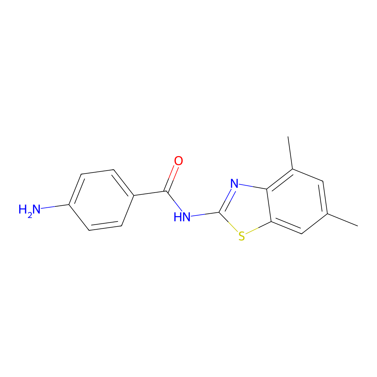 4-Amino-N-(4,6-dimethyl-2-benzothiazolyl)benzamide molecular structure, CAS 519003-38-4