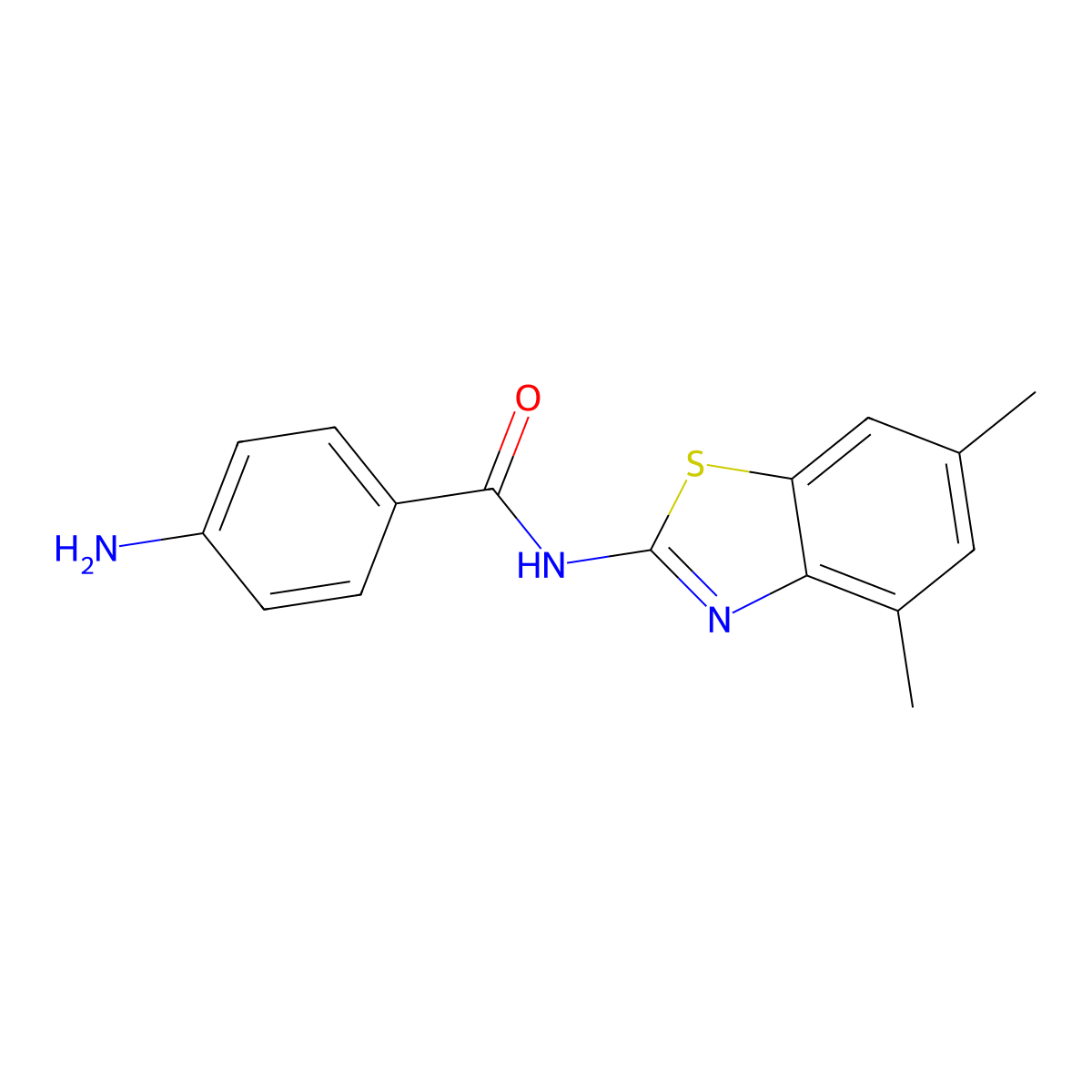 4-Amino-N-(4,6-dimethyl-2-benzothiazolyl)benzamide molecular structure, CAS 519003-38-4