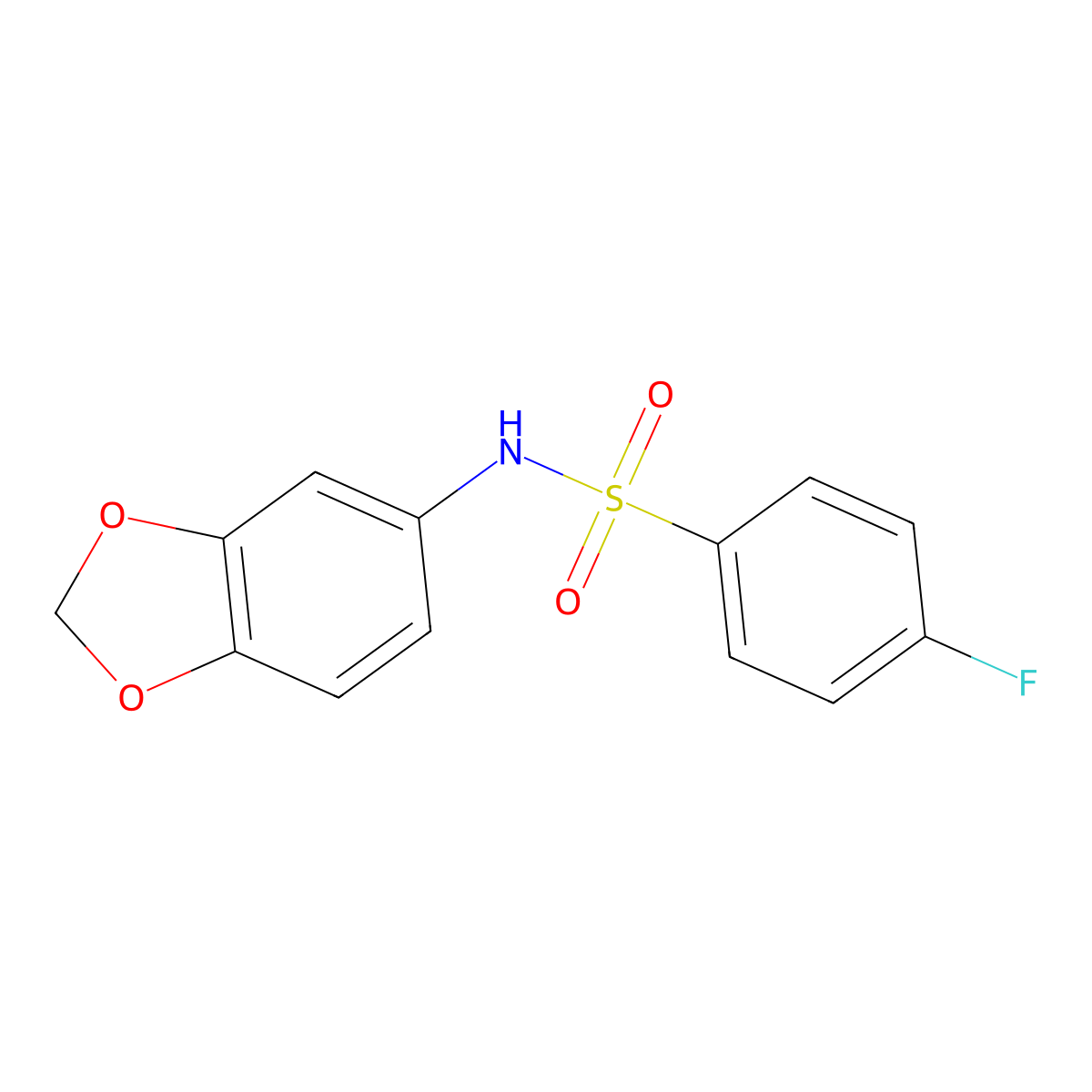 N-(1,3-benzodioxol-5-yl)-4-fluorobenzenesulfonamide molecular structure, CAS 519004-14-9