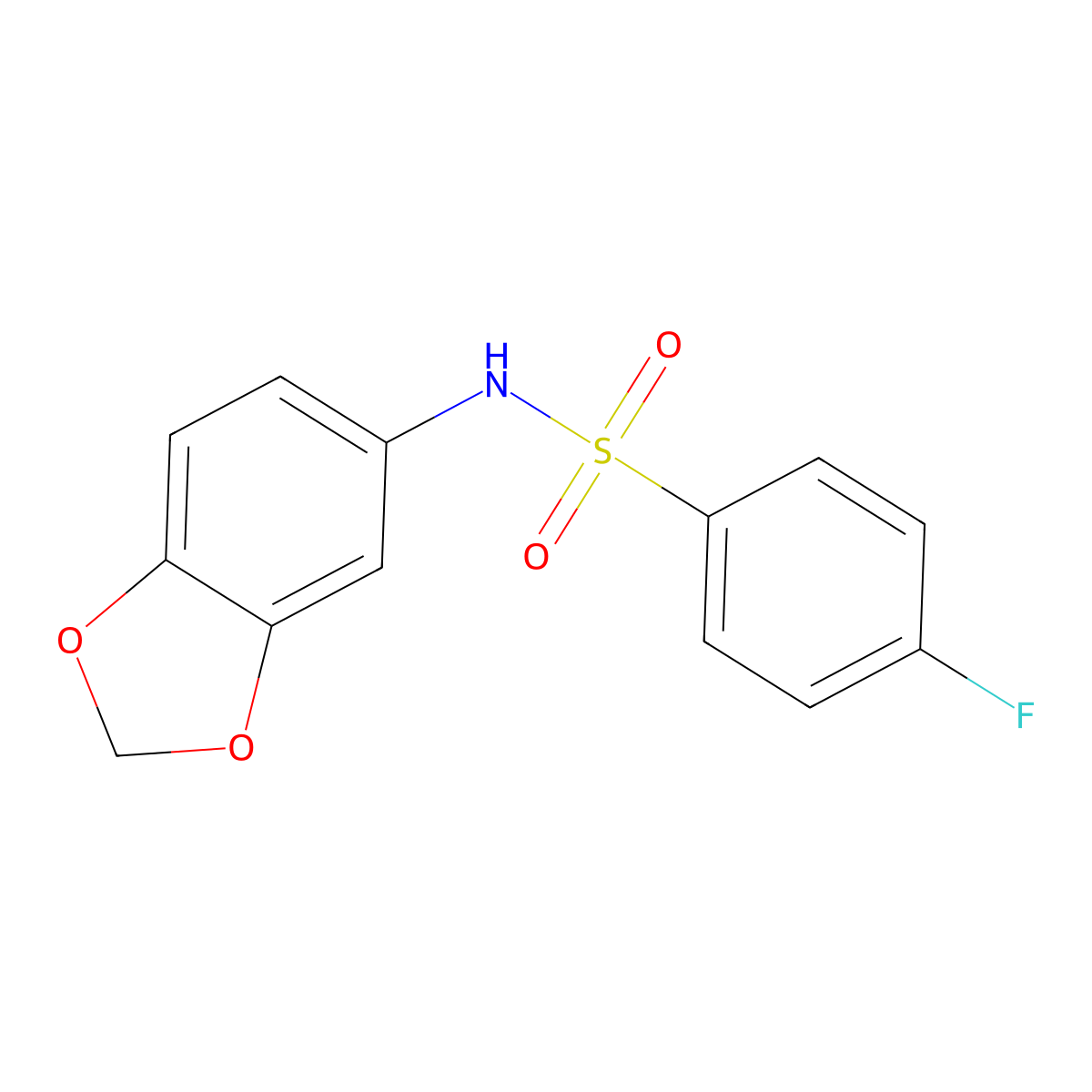 N-(1,3-benzodioxol-5-yl)-4-fluorobenzenesulfonamide molecular structure, CAS 519004-14-9