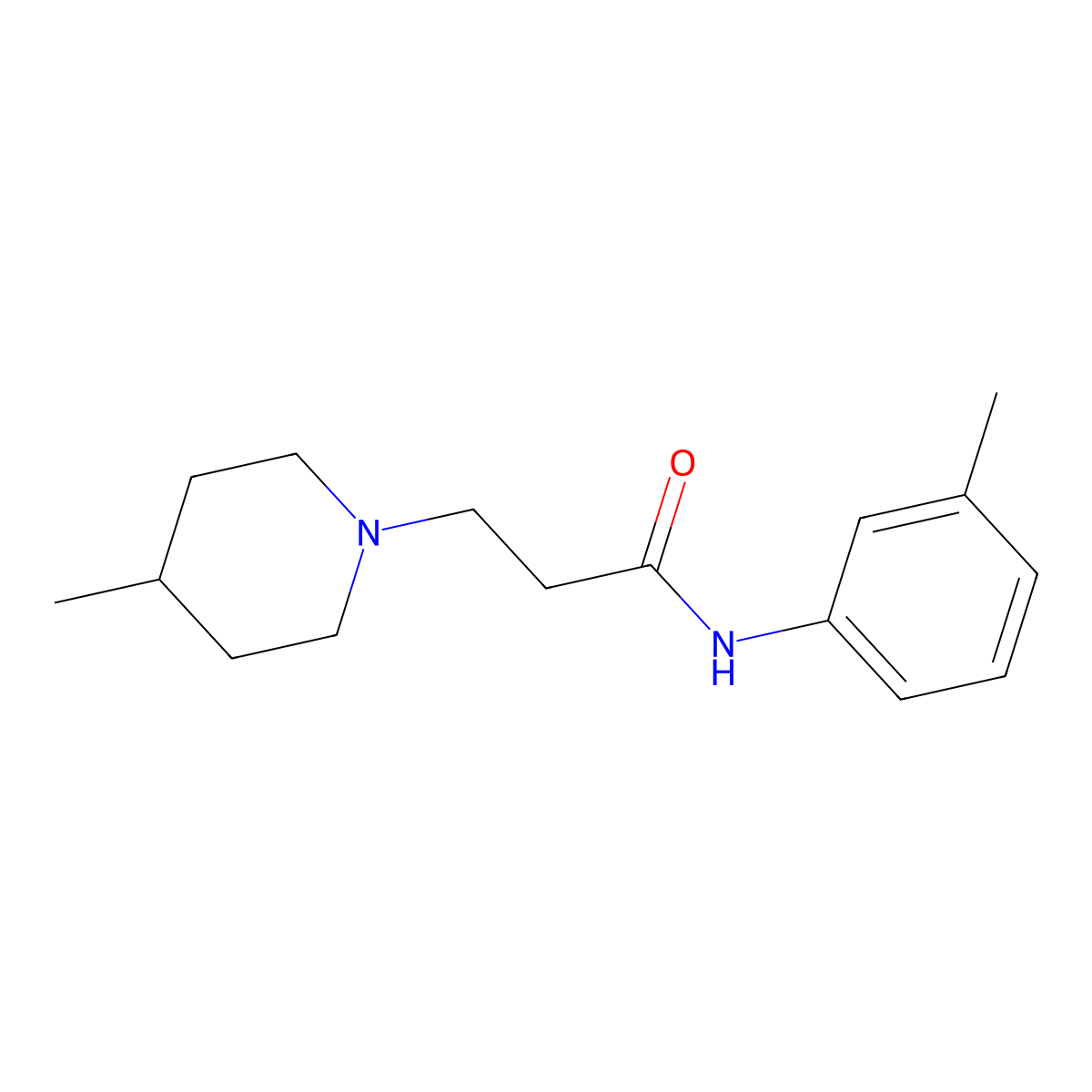 N-(3-methylphenyl)-3-(4-methyl-1-piperidinyl)propanamide molecular structure, CAS 519004-43-4