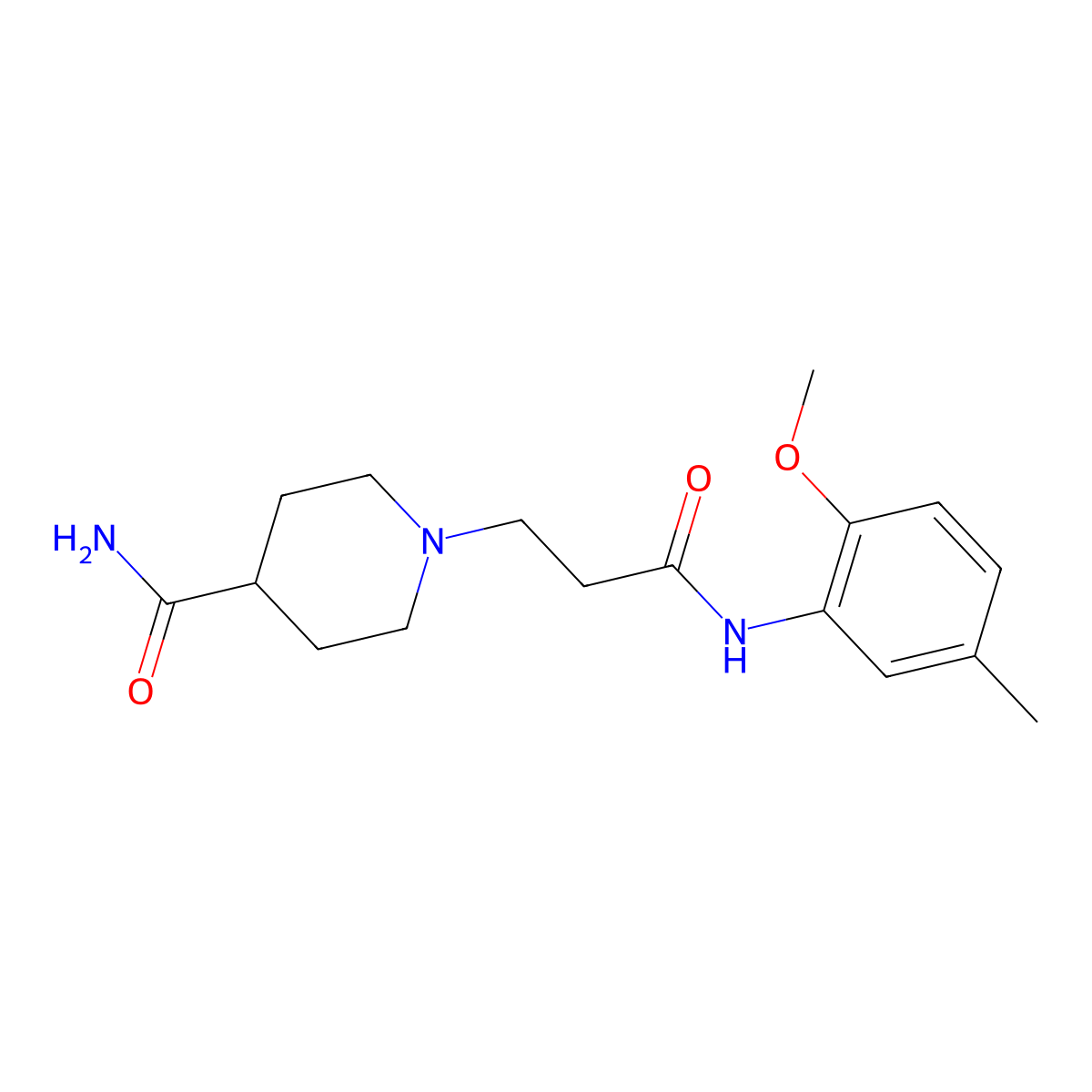 1-[3-(2-Methoxy-5-methylanilino)-3-oxopropyl]-4-piperidinecarboxamide molecular structure, CAS 519004-81-0
