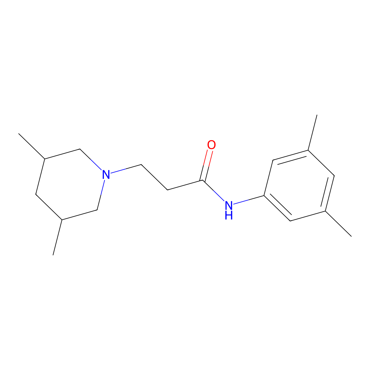 N-(3,5-dimethylphenyl)-3-(3,5-dimethylpiperidin-1-yl)propanamide molecular structure, CAS 519004-91-2
