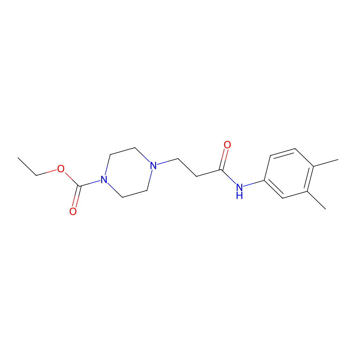 Ethyl 4-[3-(3,4-dimethylanilino)-3-oxopropyl]-1-piperazinecarboxylate molecular structure, CAS 519005-00-6