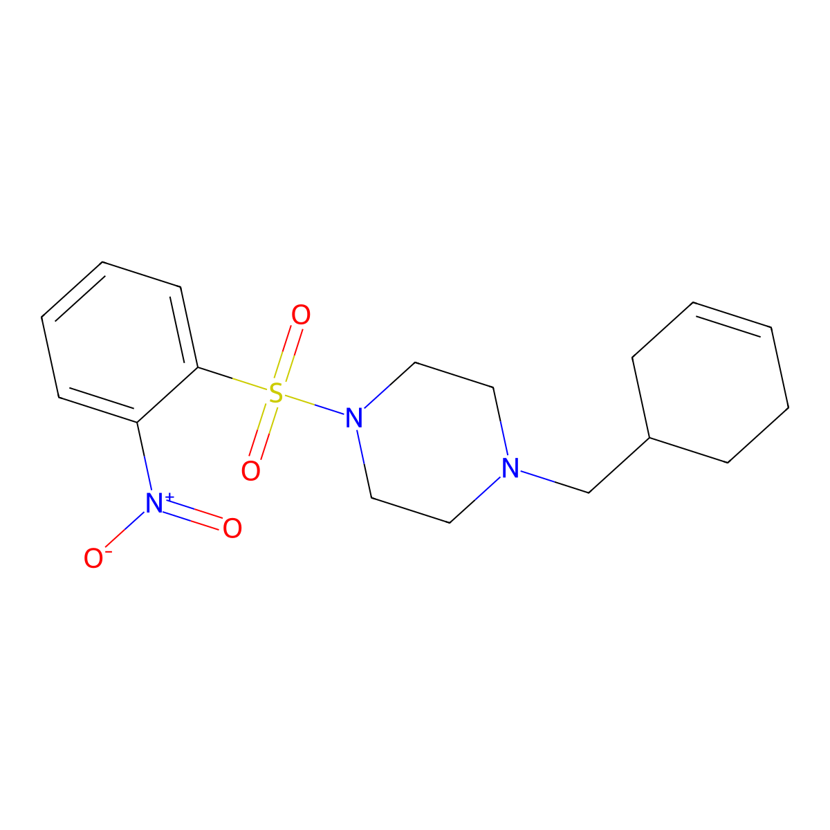 1-(Cyclohex-3-en-1-ylmethyl)-4-(2-nitrophenyl)sulfonylpiperazine molecular structure, CAS 519005-13-1