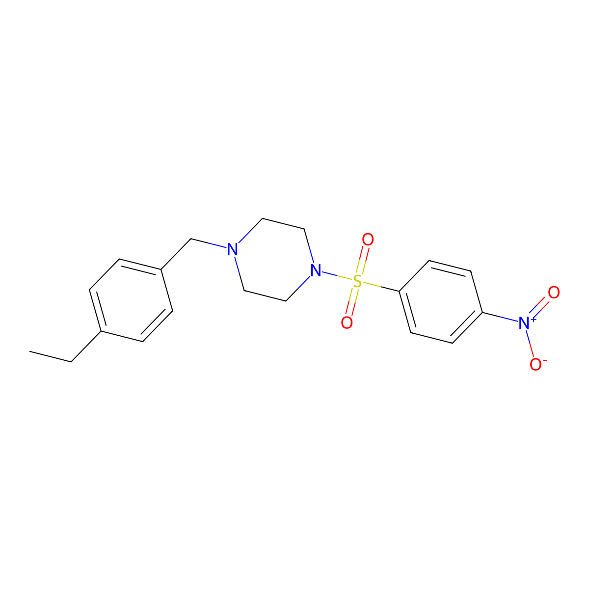 1-(4-Ethylbenzyl)-4-[(4-nitrophenyl)sulfonyl]piperazine molecular structure, CAS 519005-15-3