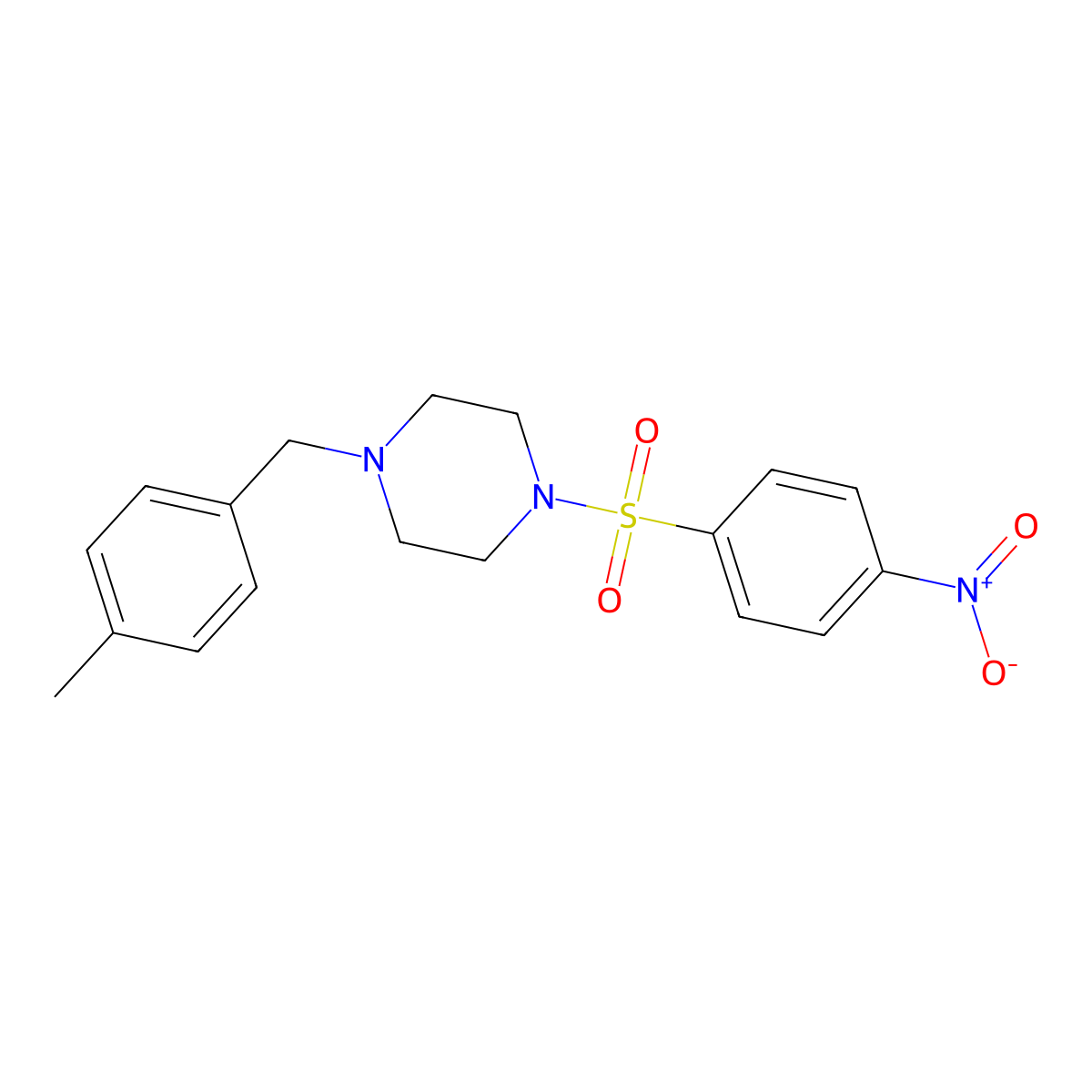 1-(4-Methylbenzyl)-4-[(4-nitrophenyl)sulfonyl]piperazine molecular structure, CAS 519005-19-7
