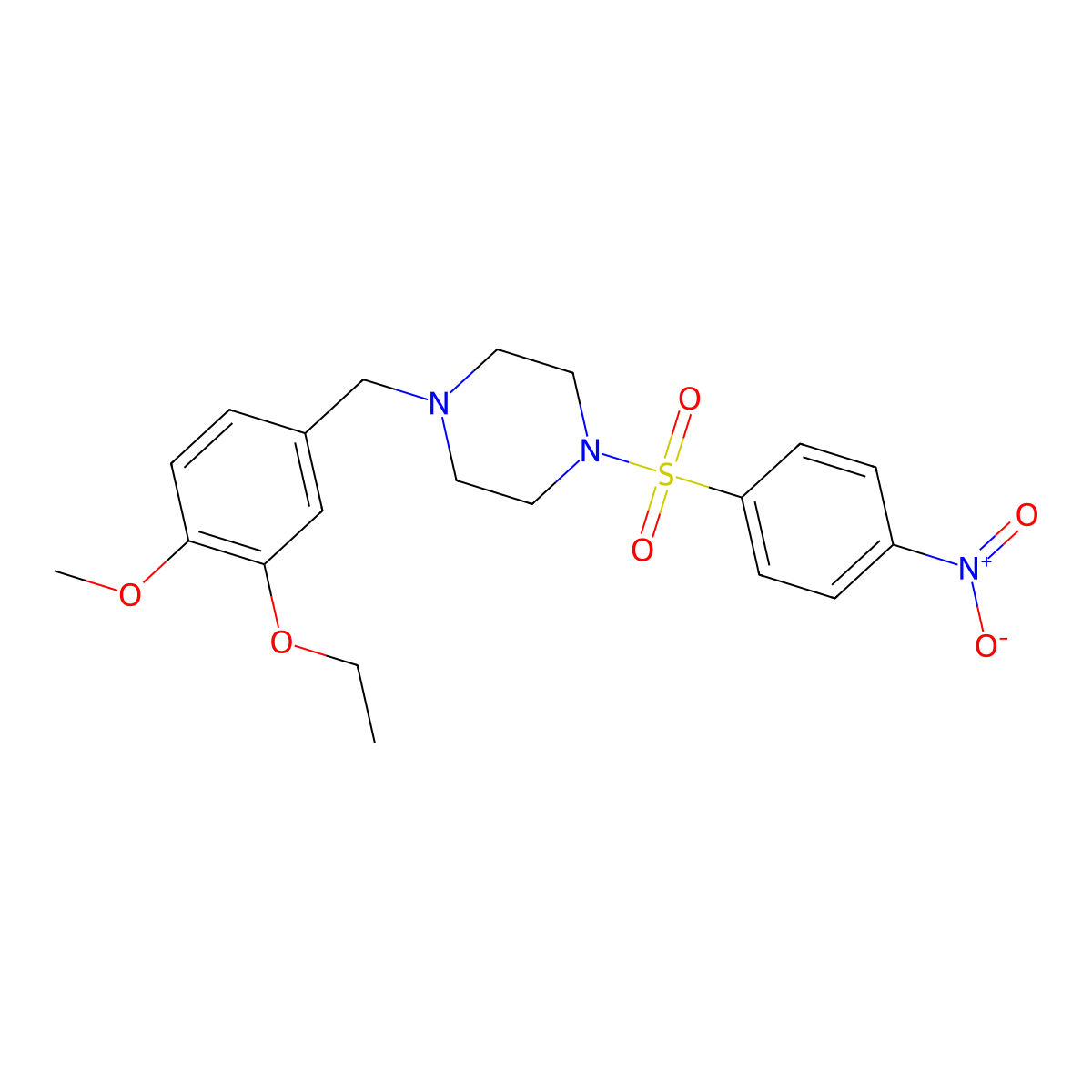 1-(3-Ethoxy-4-methoxybenzyl)-4-[(4-nitrophenyl)sulfonyl]piperazine molecular structure, CAS 519005-20-0