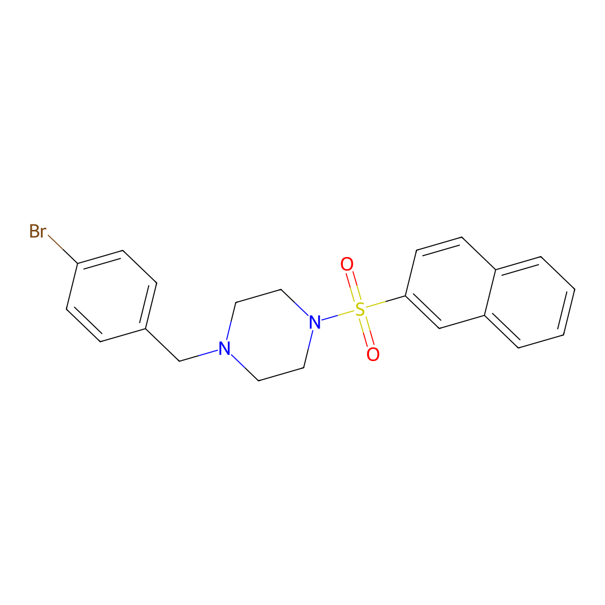 1-[(4-Bromophenyl)methyl]-4-naphthalen-2-ylsulfonylpiperazine molecular structure, CAS 519005-22-2