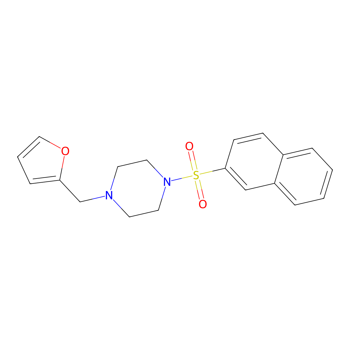 1-(Furan-2-ylmethyl)-4-naphthalen-2-ylsulfonylpiperazine molecular structure, CAS 519005-23-3