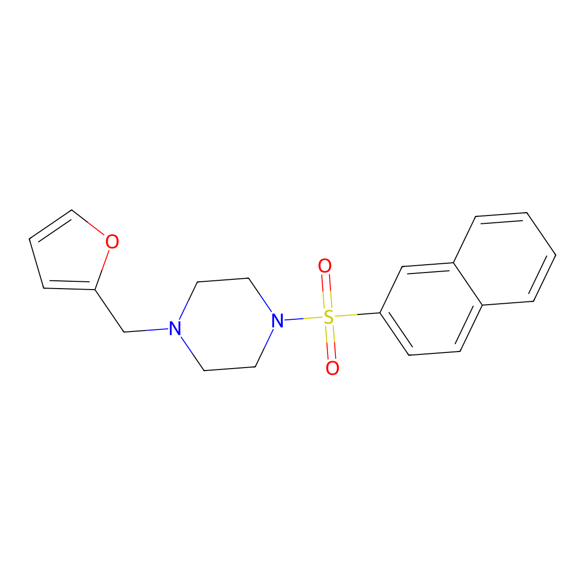 1-(Furan-2-ylmethyl)-4-naphthalen-2-ylsulfonylpiperazine molecular structure, CAS 519005-23-3