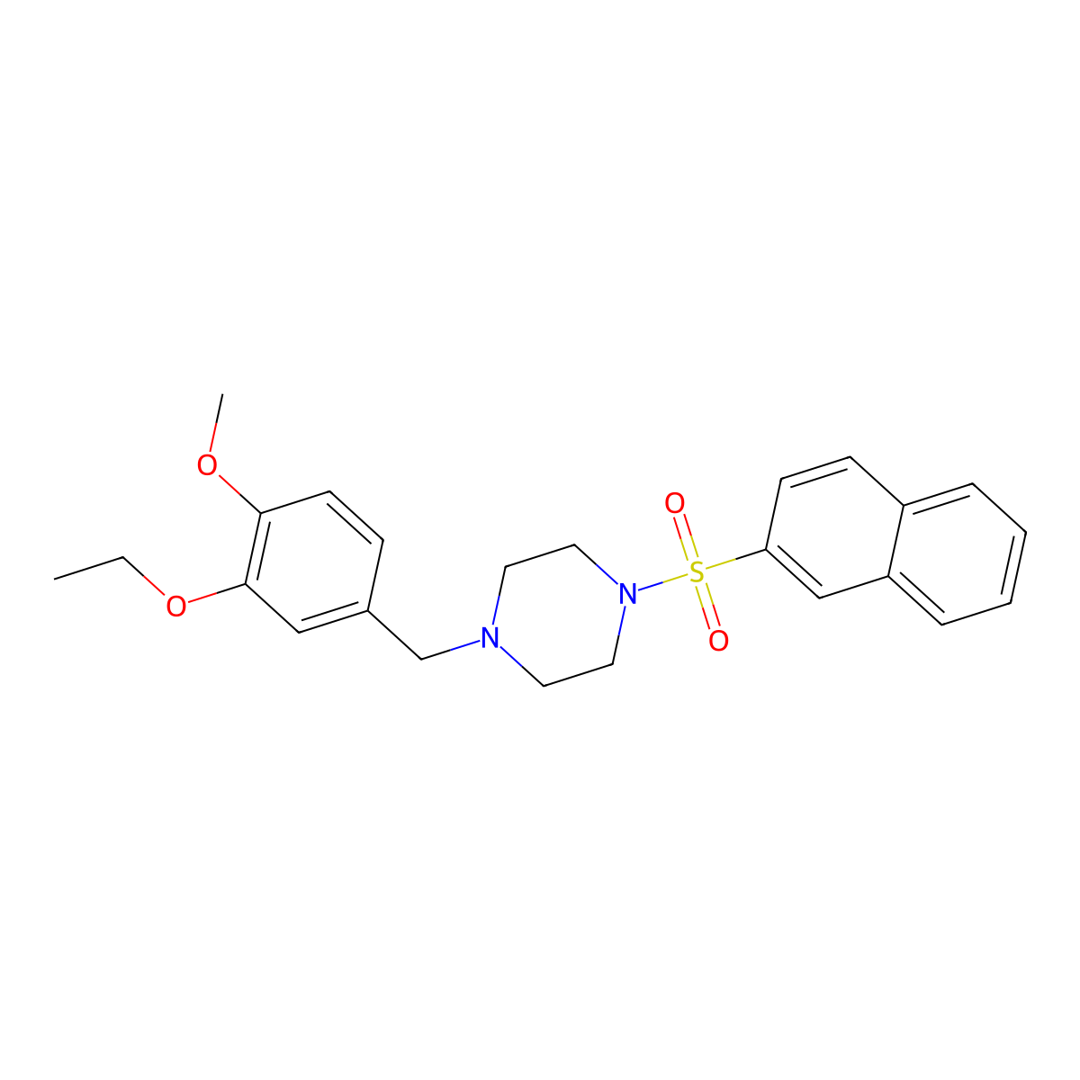 1-[(3-Ethoxy-4-methoxyphenyl)methyl]-4-naphthalen-2-ylsulfonylpiperazine molecular structure, CAS 519005-25-5