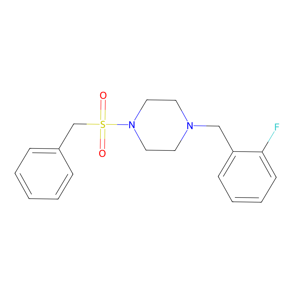 1-(Benzylsulfonyl)-4-(2-fluorobenzyl)piperazine molecular structure, CAS 519005-35-7