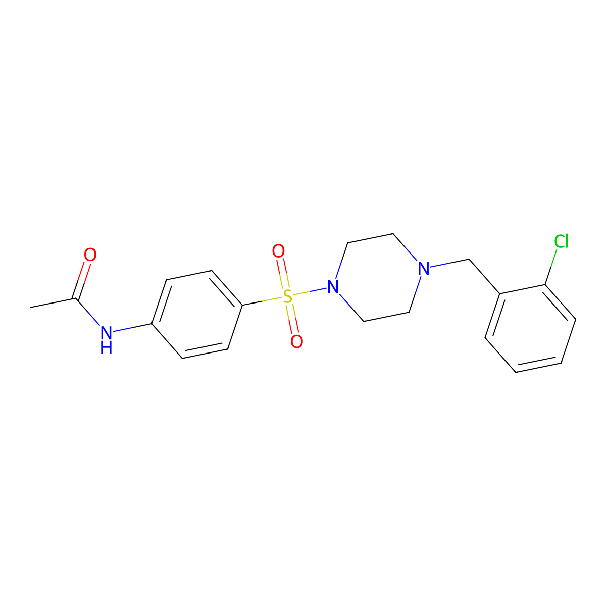 N-[4-[4-[(2-chlorophenyl)methyl]piperazin-1-yl]sulfonylphenyl]acetamide molecular structure, CAS 519005-51-7