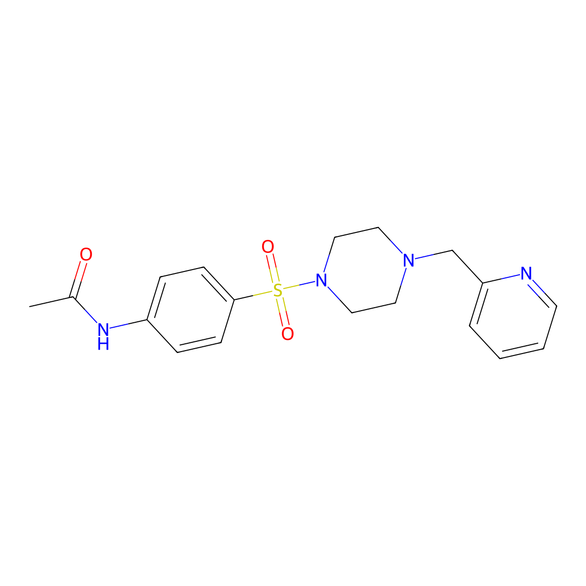 N-[4-[4-(pyridin-2-ylmethyl)piperazin-1-yl]sulfonylphenyl]acetamide molecular structure, CAS 519005-56-2