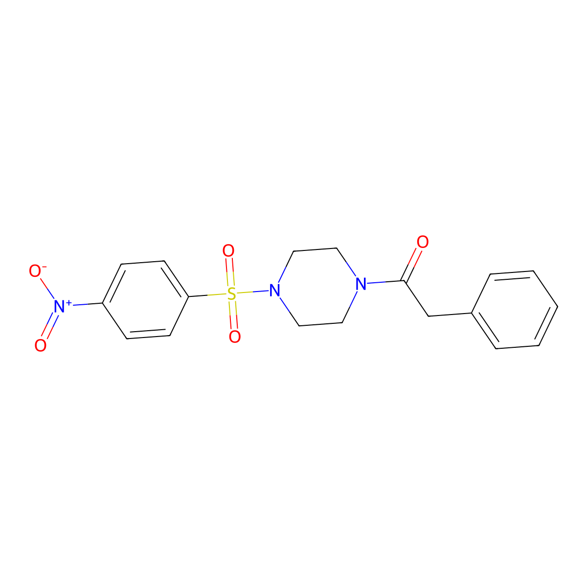 1-[4-(4-Nitrophenyl)sulfonylpiperazin-1-yl]-2-phenylethanone molecular structure, CAS 519005-71-1