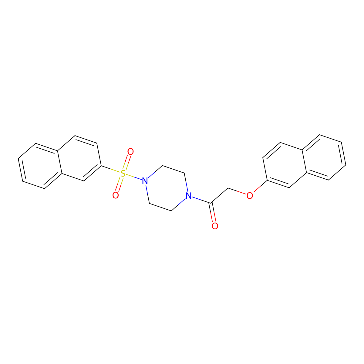 2-Naphthalen-2-yloxy-1-(4-naphthalen-2-ylsulfonylpiperazin-1-yl)ethanone molecular structure, CAS 519005-73-3