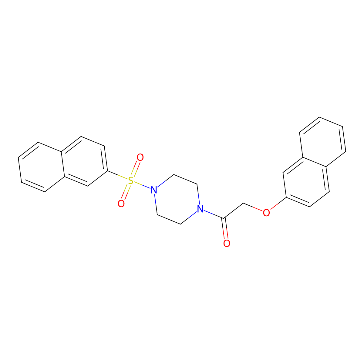 2-Naphthalen-2-yloxy-1-(4-naphthalen-2-ylsulfonylpiperazin-1-yl)ethanone molecular structure, CAS 519005-73-3