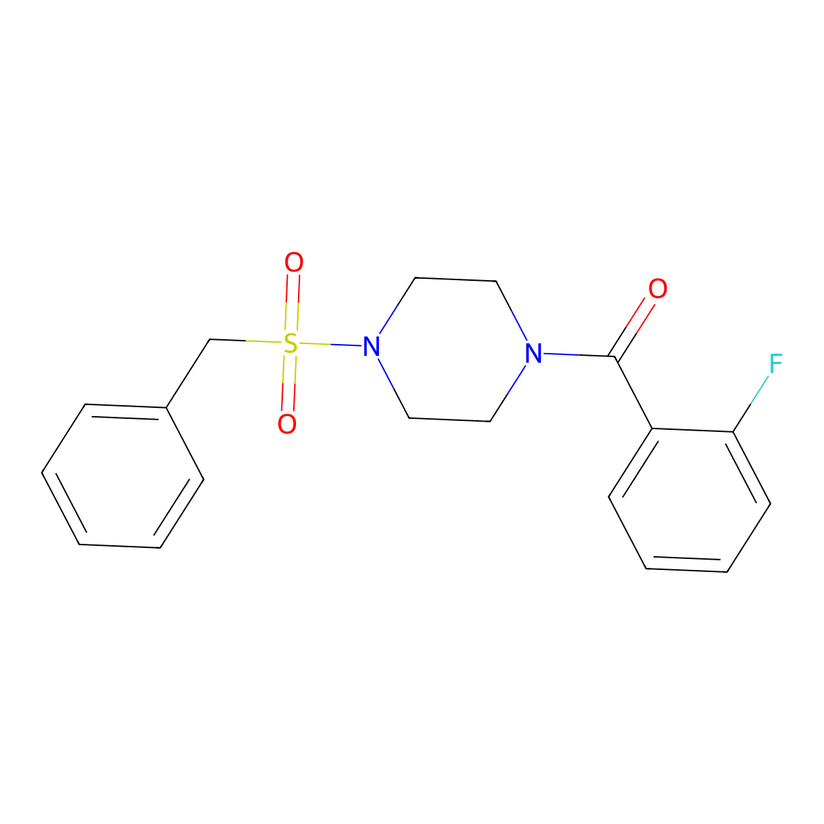 (4-Benzylsulfonylpiperazin-1-yl)-(2-fluorophenyl)methanone molecular structure, CAS 519005-76-6