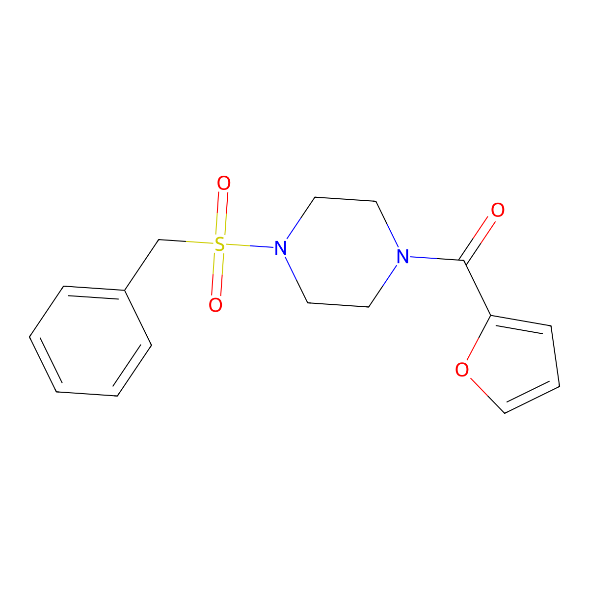 (4-Benzylsulfonylpiperazin-1-yl)-(furan-2-yl)methanone molecular structure, CAS 519005-81-3