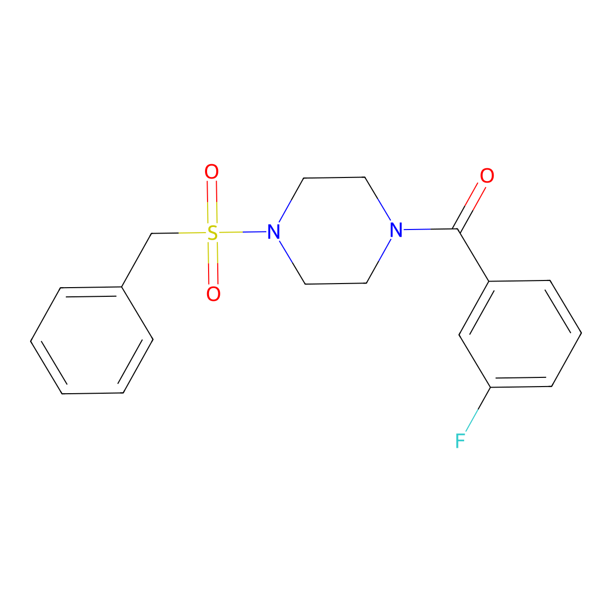 (4-Benzylsulfonylpiperazin-1-yl)-(3-fluorophenyl)methanone molecular structure, CAS 519005-84-6