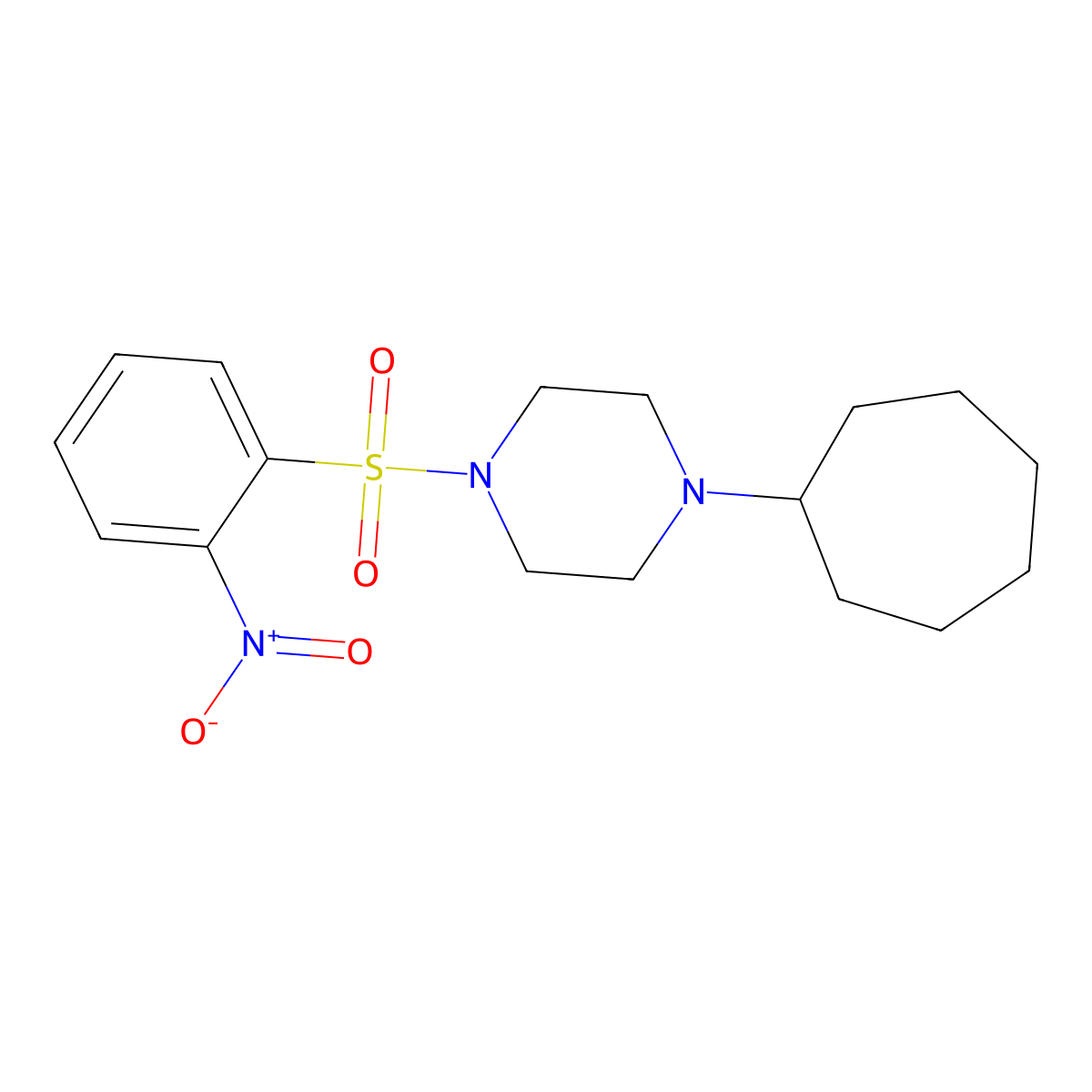 1-Cycloheptyl-4-(2-nitrophenyl)sulfonylpiperazine molecular structure, CAS 519005-96-0