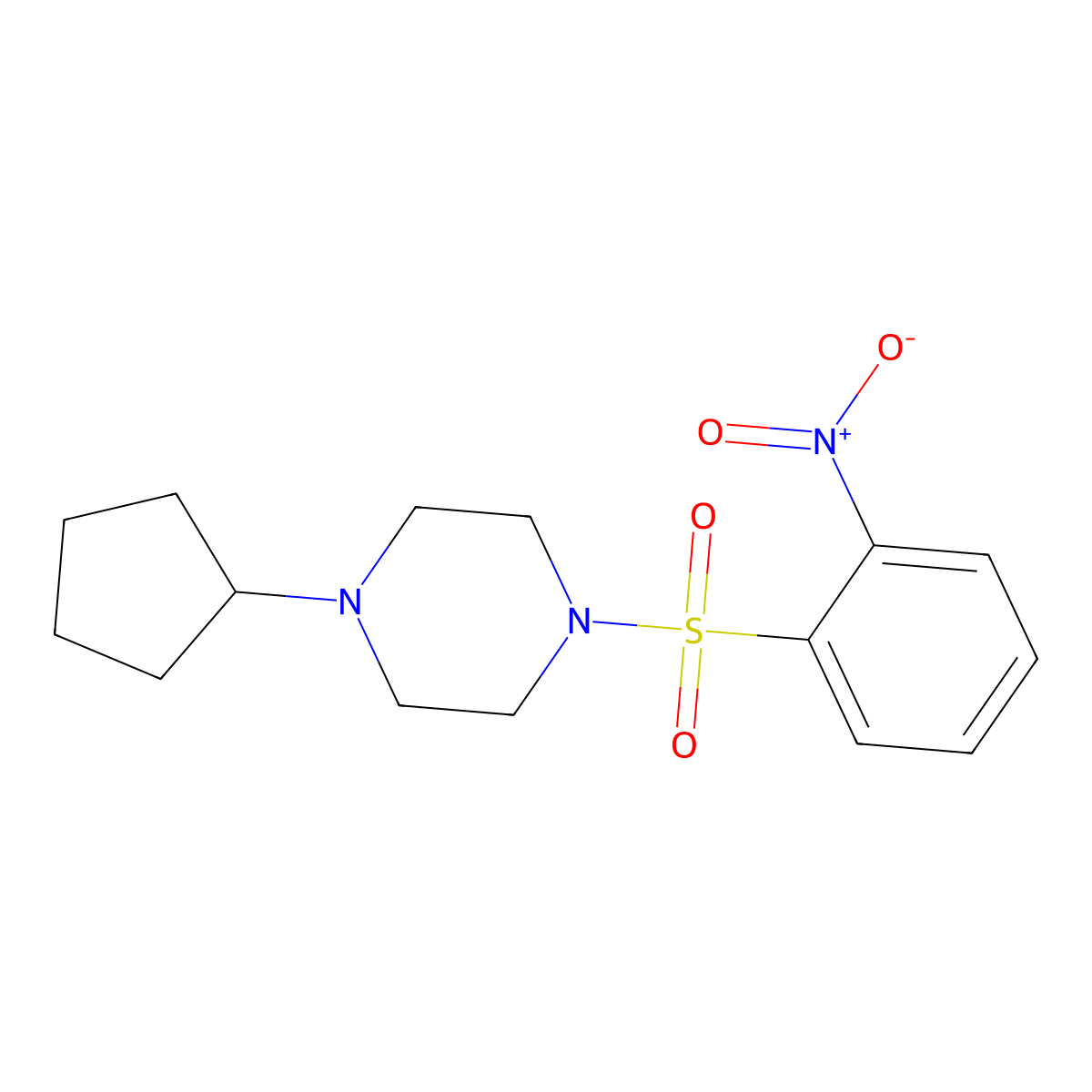 1-Cyclopentyl-4-[(2-nitrophenyl)sulfonyl]piperazine molecular structure, CAS 519005-97-1
