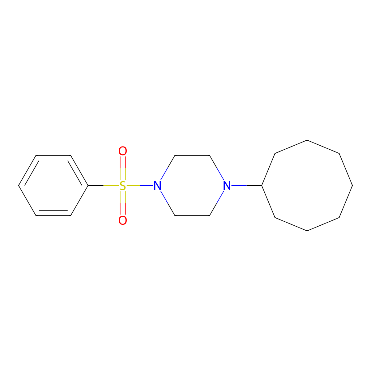 1-Cyclooctyl-4-(phenylsulfonyl)piperazine molecular structure, CAS 519006-24-7