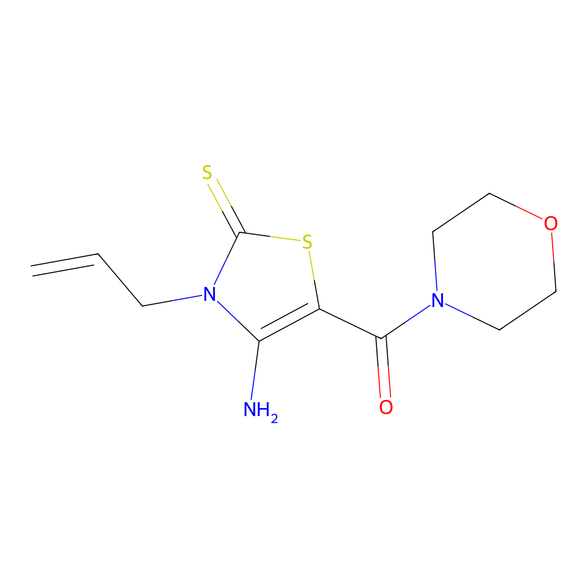 3-allyl-4-amino-5-(4-morpholinylcarbonyl)-1,3-thiazole-2(3H)-thione molecular structure, CAS 519009-29-1