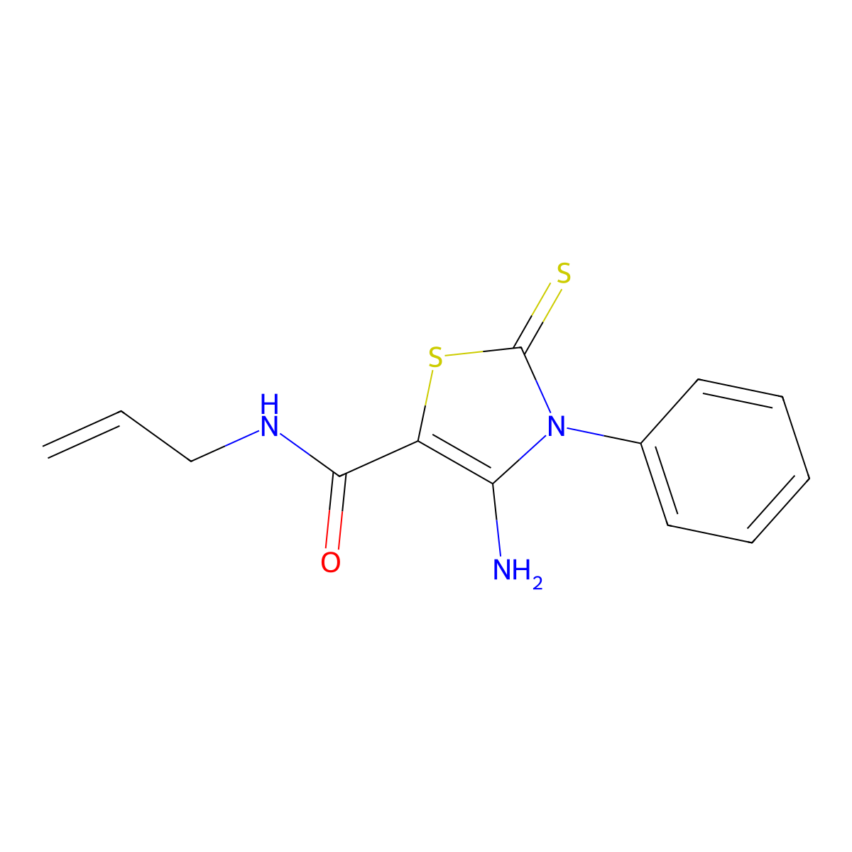 4-amino-3-phenyl-N-(prop-2-en-1-yl)-2-sulfanylidene-2,3-dihydro-1,3-thiazole-5-carboxamide molecular structure, CAS 519011-71-3