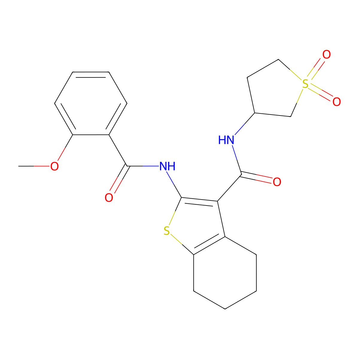 N-(1,1-dioxidotetrahydro-3-thienyl)-2-[(2-methoxybenzoyl)amino]-4,5,6,7-tetrahydro-1-benzothiophene-3-carboxamide molecular structure, CAS 519012-42-1